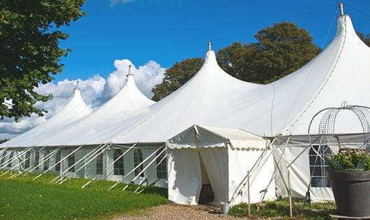 multiple porta potties for large-scale outdoor events, ensuring availability for all guests in Conneaut Lake