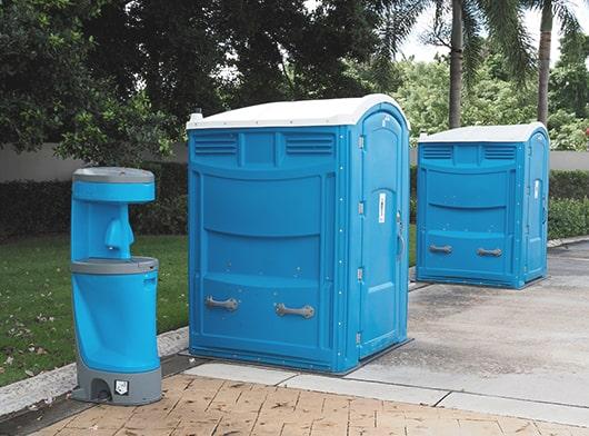 handicap/ada porta potties are maintained by frequently cleaning and restocking supplies such as toilet paper and hand sanitizer